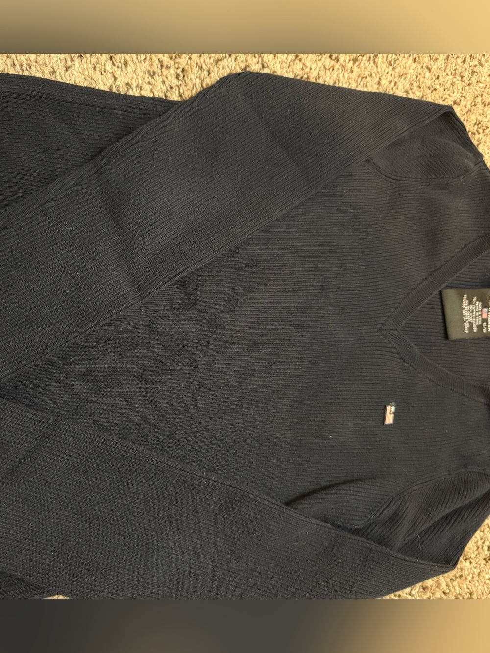 Polo Jeans Co Ralph Lauren Black Ribbed V Neck Sweater Medium